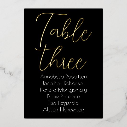 Numéro de table de mariage élégant avec feuille d' (Recto)