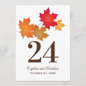 Numéro de table de mariage élégant avec feuilles d (Dos)