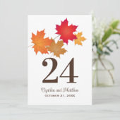Numéro de table de mariage élégant avec feuilles d (Debout devant)