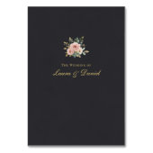 Numéro de table de mariage élégant avec roses noir (Dos)