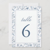 Numéro de table de mariage élégant bleu chinoiseri (Devant)