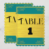 Numéro de table de mariage élégant bleu foncé vert (Devant / Derrière)