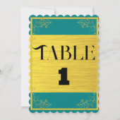 Numéro de table de mariage élégant bleu foncé vert (Devant)