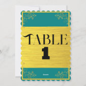 Numéro de table de mariage élégant bleu foncé vert (Dos)