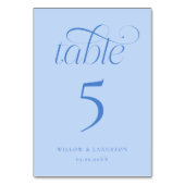 Numéro de table de mariage élégant bleu givré (Dos)
