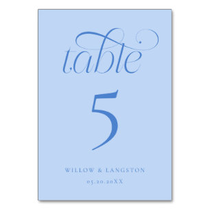 Numéro de table de mariage élégant bleu givré