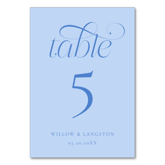 Numéro de table de mariage élégant bleu givré (Par défaut)