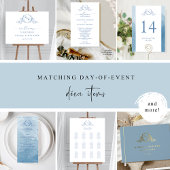 Numéro de table de mariage élégant bleu monogramme