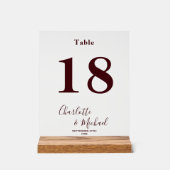Numéro de table de mariage élégant bordeaux profon (Recto)