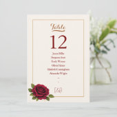 Numéro de table de mariage élégant Bourgogne et iv (Debout devant)
