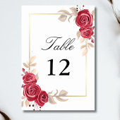 Numéro de table de mariage élégant cadre doré fleu