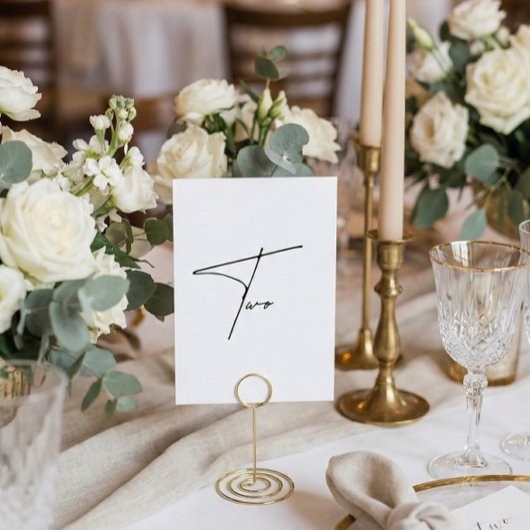 Numéro de table de mariage élégant calligraphié 2