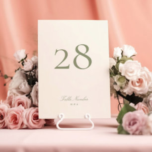Numéro de table de mariage élégant classique vert