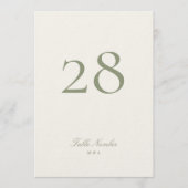 Numéro de table de mariage élégant classique vert  (Devant)