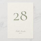 Numéro de table de mariage élégant classique vert  (Dos)