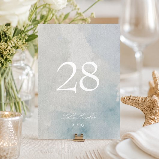 Numéro de table de mariage élégant côtier 5 x 7