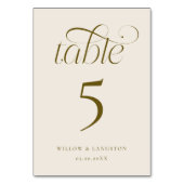Numéro de table de mariage élégant crème (Dos)