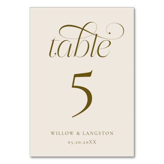 Numéro de table de mariage élégant crème (Par défaut)