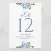 Numéro de table de mariage élégant Dusty Blue Hydr (Dos)