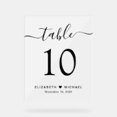 Numéro de table de mariage élégant en script givré (Recto)