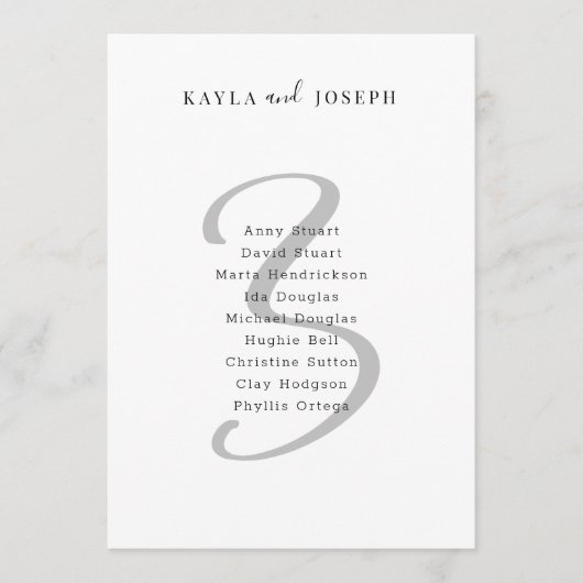 Numéro de table de mariage élégant et gras minimal (Devant)