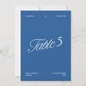 Numéro de table de mariage élégant et moderne bleu (Devant)
