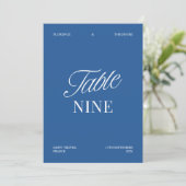 Numéro de table de mariage élégant et moderne bleu (Debout devant)
