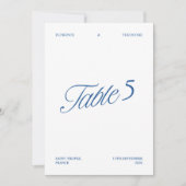 Numéro de table de mariage élégant et moderne bleu (Devant)