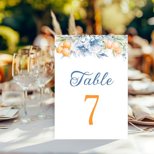 Numéro de table de mariage élégant floral et citro
