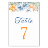 Numéro de table de mariage élégant floral et citro (Dos)
