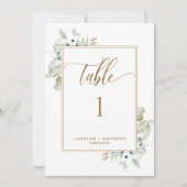 Numéro de table de mariage "Elegant Greenery", Bla (Devant)