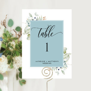 Numéro de table de mariage "Elegant Greenery", ble