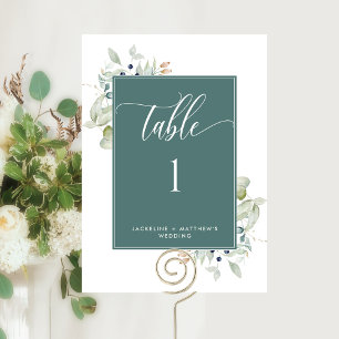Numéro de table de mariage "Elegant Greenery", Ver