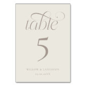 Numéro de table de mariage élégant Grège (Dos)