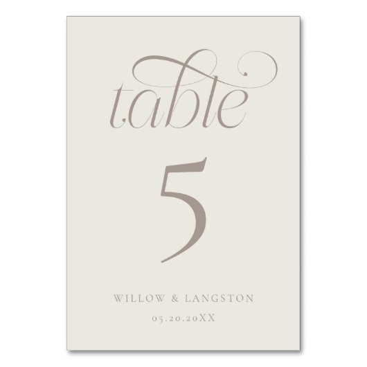 Numéro de table de mariage élégant Grège (Par défaut)