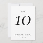 Numéro de table de mariage élégant intemporel blan (Devant)