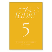 Numéro de table de mariage élégant jaune (Dos)