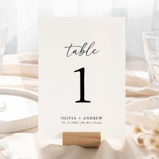 Numéro de table de mariage élégant moderne