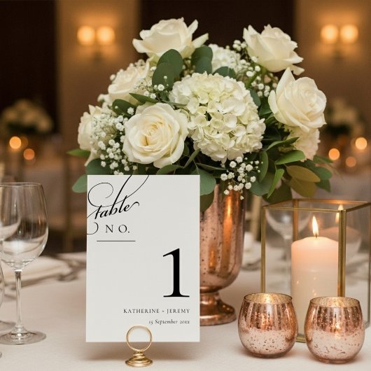 Numéro de table de mariage élégant monochrome mini