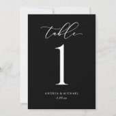 Numéro de table de mariage élégant noir et blanc (Devant)