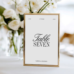 Numéro de table de mariage élégant noir et blanc