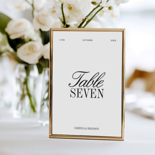 Numéro de table de mariage élégant noir et blanc