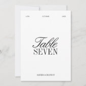 Numéro de table de mariage élégant noir et blanc (Devant)