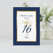 Numéro de table de mariage élégant palmier doré ma (Debout devant)