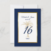 Numéro de table de mariage élégant palmier doré ma (Dos)