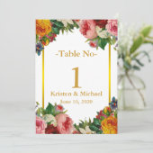 Numéro de table de mariage élégant personnalisé fl (Debout devant)
