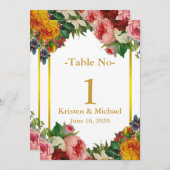 Numéro de table de mariage élégant personnalisé fl (Devant / Derrière)