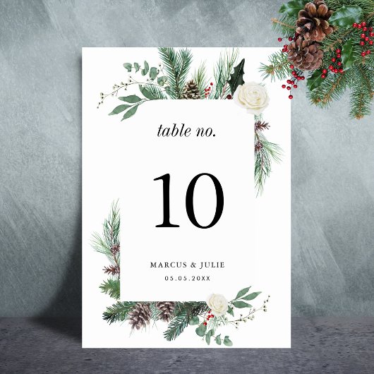 Numéro de table de mariage élégant Pin de Noël