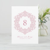 Numéro de table de mariage élégant rose héritage (Debout devant)