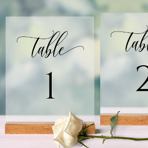 Numéro de table de mariage élégant style givré